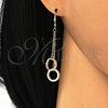 Arete Largo 02.186.0166 Plata Rodinada, Diseño de Amor, con Zirconia Cubica Blanca, Pulido, Tono Dorado