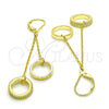 Arete Largo 02.186.0166 Plata Rodinada, Diseño de Amor, con Zirconia Cubica Blanca, Pulido, Tono Dorado