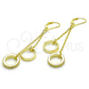 Arete Largo 02.186.0166 Plata Rodinada, Diseño de Amor, con Zirconia Cubica Blanca, Pulido, Tono Dorado