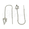 Arete Largo 02.186.0171.1 Plata Rodinada, con Zirconia Cubica Blanca, Pulido, Rodinado