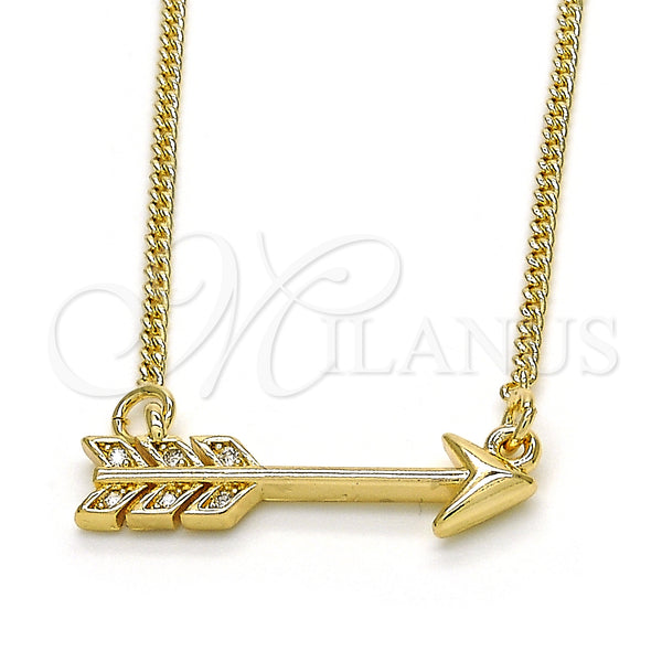 Collares con Dije 04.156.0161.18 Oro Laminado, con Blanca Micro Pave, Pulido, Tono Dorado (02 MM Thickness, 18 Inches Length)