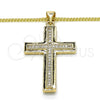 Collares con Dije 04.156.0162.18 Oro Laminado, Diseño de Cruz, con Blanca Micro Pave, Pulido, Tono Dorado (02 MM Thickness, 18 Inches Length)
