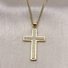 Collares con Dije 04.156.0162.18 Oro Laminado, Diseño de Cruz, con Blanca Micro Pave, Pulido, Tono Dorado (02 MM Thickness, 18 Inches Length)