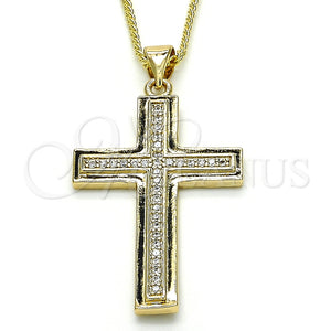 Collares con Dije 04.156.0162.18 Oro Laminado, Diseño de Cruz, con Blanca Micro Pave, Pulido, Tono Dorado (02 MM Thickness, 18 Inches Length)