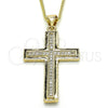 Collares con Dije 04.156.0162.18 Oro Laminado, Diseño de Cruz, con Blanca Micro Pave, Pulido, Tono Dorado (02 MM Thickness, 18 Inches Length)