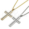 Collares con Dije 04.156.0162.18 Oro Laminado, Diseño de Cruz, con Blanca Micro Pave, Pulido, Tono Dorado (02 MM Thickness, 18 Inches Length)