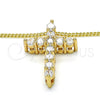 Collares con Dije 04.156.0167.18 Oro Laminado, Diseño de Cruz, con Blanca Zirconia Cubica, Pulido, Tono Dorado (02 MM Thickness, 18 Inches Length)