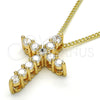 Collares con Dije 04.156.0167.18 Oro Laminado, Diseño de Cruz, con Blanca Zirconia Cubica, Pulido, Tono Dorado (02 MM Thickness, 18 Inches Length)