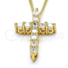 Collares con Dije 04.156.0167.18 Oro Laminado, Diseño de Cruz, con Blanca Zirconia Cubica, Pulido, Tono Dorado (02 MM Thickness, 18 Inches Length)