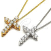 Collares con Dije 04.156.0167.18 Oro Laminado, Diseño de Cruz, con Blanca Zirconia Cubica, Pulido, Tono Dorado (02 MM Thickness, 18 Inches Length)