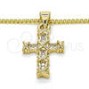 Collares con Dije 04.156.0168.20 Oro Laminado, Diseño de Cruz, con Blanca Micro Pave, Pulido, Tono Dorado (02 MM Thickness, 20 Inches Length)