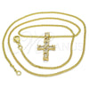 Collares con Dije 04.156.0168.20 Oro Laminado, Diseño de Cruz, con Blanca Micro Pave, Pulido, Tono Dorado (02 MM Thickness, 20 Inches Length)