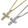 Collares con Dije 04.156.0168.20 Oro Laminado, Diseño de Cruz, con Blanca Micro Pave, Pulido, Tono Dorado (02 MM Thickness, 20 Inches Length)