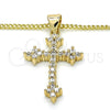 Collares con Dije 04.156.0170.18 Oro Laminado, Diseño de Cruz, con Blanca Zirconia Cubica, Pulido, Tono Dorado (02 MM Thickness, 18 Inches Length)