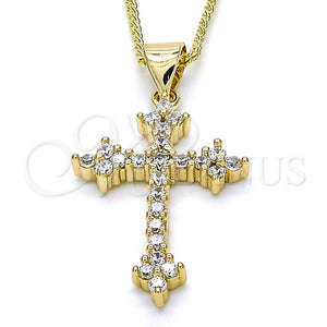 Collares con Dije 04.156.0170.18 Oro Laminado, Diseño de Cruz, con Blanca Zirconia Cubica, Pulido, Tono Dorado (02 MM Thickness, 18 Inches Length)