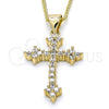 Collares con Dije 04.156.0170.18 Oro Laminado, Diseño de Cruz, con Blanca Zirconia Cubica, Pulido, Tono Dorado (02 MM Thickness, 18 Inches Length)