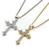 Collares con Dije 04.156.0170.18 Oro Laminado, Diseño de Cruz, con Blanca Zirconia Cubica, Pulido, Tono Dorado (02 MM Thickness, 18 Inches Length)