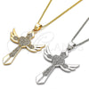 Collares con Dije 04.156.0171.20 Oro Laminado, Diseño de Cruz y Corazón, con Blanca Micro Pave, Pulido, Tono Dorado (02 MM Thickness, 20 Inches Length)