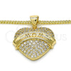 Collares con Dije 04.156.0173.20 Oro Laminado, Diseño de Corazón, con Blanca Micro Pave, Pulido, Tono Dorado (02 MM Thickness, 20 Inches Length)