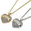 Collares con Dije 04.156.0173.20 Oro Laminado, Diseño de Corazón, con Blanca Micro Pave, Pulido, Tono Dorado (02 MM Thickness, 20 Inches Length)