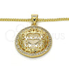 Collares con Dije 04.156.0175.20 Oro Laminado, Diseño de Mama y Corazón, con Blanca Micro Pave, Pulido, Tono Dorado (02 MM Thickness, 20 Inches Length)
