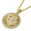 Collares con Dije 04.156.0175.20 Oro Laminado, Diseño de Mama y Corazón, con Blanca Micro Pave, Pulido, Tono Dorado (02 MM Thickness, 20 Inches Length)