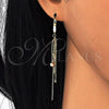 Arete Largo 02.186.0173 Plata Rodinada, con Micro Pave Blanca, Pulido, Tono Dorado
