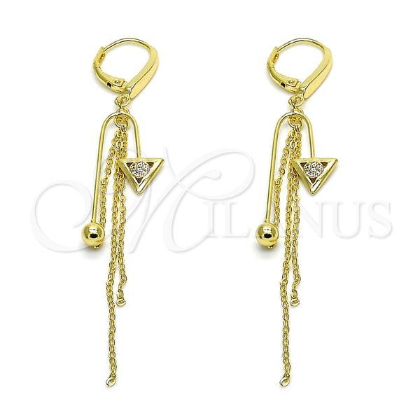 Arete Largo 02.186.0173 Plata Rodinada, con Micro Pave Blanca, Pulido, Tono Dorado