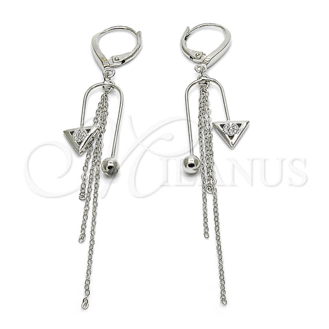 Arete Largo 02.186.0173.1 Plata Rodinada, con Blanca Micro Pave, Pulido, Rodinado