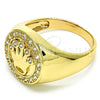 Anillo de Hombre 01.283.0005.12 Oro Laminado, Diseño de Corona, con Blanca Zirconia Cubica, Pulido, Tono Dorado (Size 12)