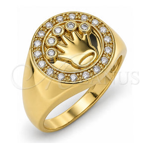 Anillo de Hombre 01.283.0005.12 Oro Laminado, Diseño de Corona, con Zirconia Cubica Blanca, Pulido, Tono Dorado (Tamaño 12)