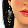 Arete Largo 02.270.0066 Oro Laminado, con Blanca Cristal, Pulido, Tono Dorado