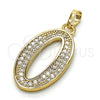 Dije Elegante 05.185.0020 Oro Laminado, con Blanca Zirconia Cubica, Pulido, Tono Dorado