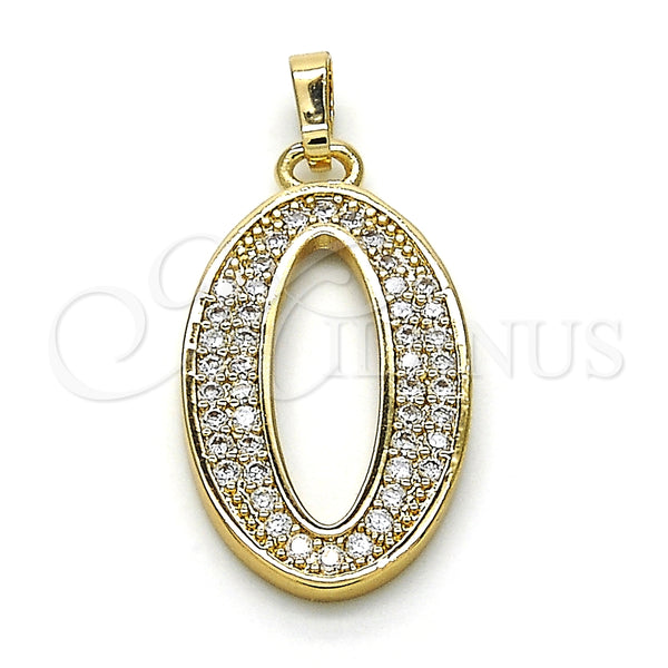 Dije Elegante 05.185.0020 Oro Laminado, con Blanca Zirconia Cubica, Pulido, Tono Dorado