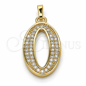 Dije Elegante 05.185.0020 Oro Laminado, con Blanca Zirconia Cubica, Pulido, Tono Dorado