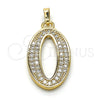 Dije Elegante 05.185.0020 Oro Laminado, con Blanca Zirconia Cubica, Pulido, Tono Dorado