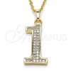 Dije Elegante 05.185.0021 Oro Laminado, con Blanca Zirconia Cubica, Pulido, Tono Dorado