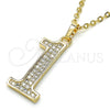 Dije Elegante 05.185.0021 Oro Laminado, con Blanca Zirconia Cubica, Pulido, Tono Dorado