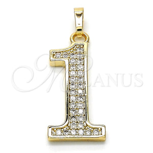 Dije Elegante 05.185.0021 Oro Laminado, con Blanca Zirconia Cubica, Pulido, Tono Dorado
