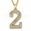 Dije Elegante 05.185.0022 Oro Laminado, con Blanca Zirconia Cubica, Pulido, Tono Dorado