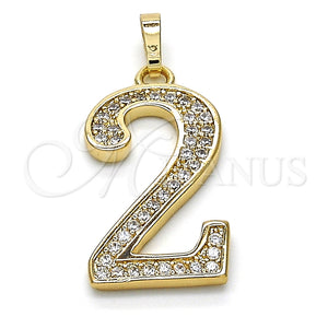 Dije Elegante 05.185.0022 Oro Laminado, con Blanca Zirconia Cubica, Pulido, Tono Dorado