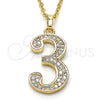Dije Elegante 05.185.0023 Oro Laminado, con Blanca Zirconia Cubica, Pulido, Tono Dorado