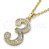 Dije Elegante 05.185.0023 Oro Laminado, con Blanca Zirconia Cubica, Pulido, Tono Dorado