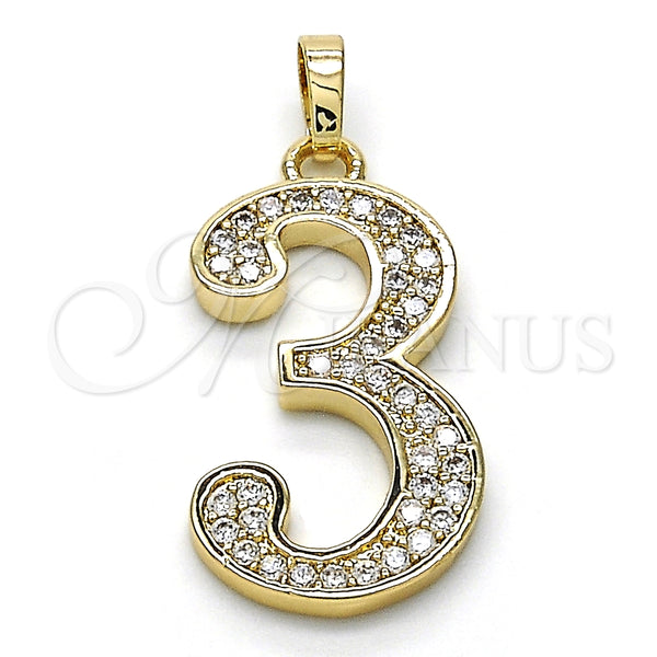 Dije Elegante 05.185.0023 Oro Laminado, con Blanca Zirconia Cubica, Pulido, Tono Dorado