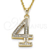 Dije Elegante 05.185.0024 Oro Laminado, con Blanca Zirconia Cubica, Pulido, Tono Dorado