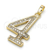 Dije Elegante 05.185.0024 Oro Laminado, con Blanca Zirconia Cubica, Pulido, Tono Dorado