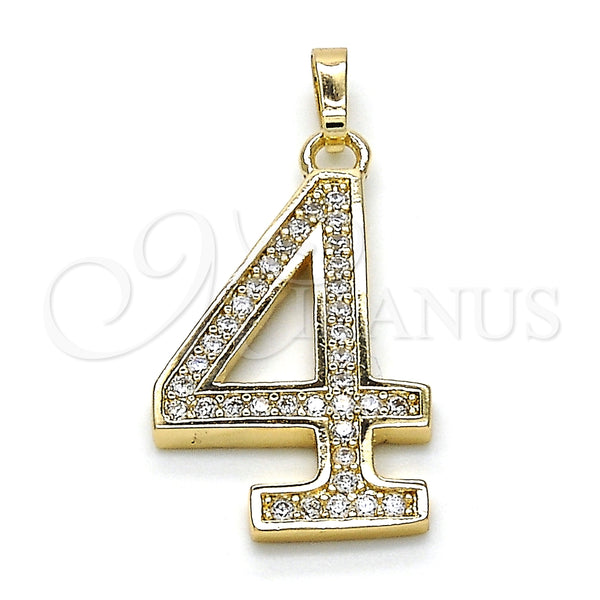 Dije Elegante 05.185.0024 Oro Laminado, con Blanca Zirconia Cubica, Pulido, Tono Dorado