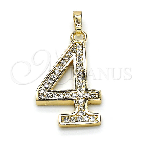 Dije Elegante 05.185.0024 Oro Laminado, con Blanca Zirconia Cubica, Pulido, Tono Dorado