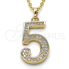 Dije Elegante 05.185.0025 Oro Laminado, con Blanca Zirconia Cubica, Pulido, Tono Dorado