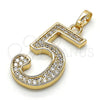 Dije Elegante 05.185.0025 Oro Laminado, con Blanca Zirconia Cubica, Pulido, Tono Dorado